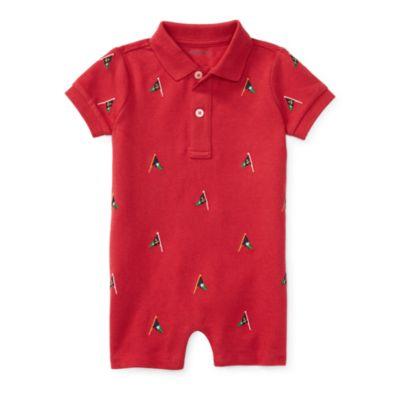 Ralph Lauren Embroidered Cotton Shortall Sedona Orange 3m