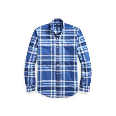 Ralph Lauren Slim Fit Plaid Oxford Shirt Royal/blue Multi