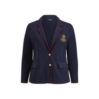 Ralph Lauren Bullion-crest Sweater Blazer Rl Navy/red Sangria