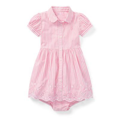 Ralph Lauren Striped Shirtdress & Bloomer Pink/white 12m