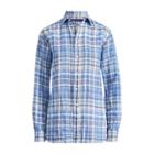 Ralph Lauren Adrien Plaid Linen Shirt Blue Multi