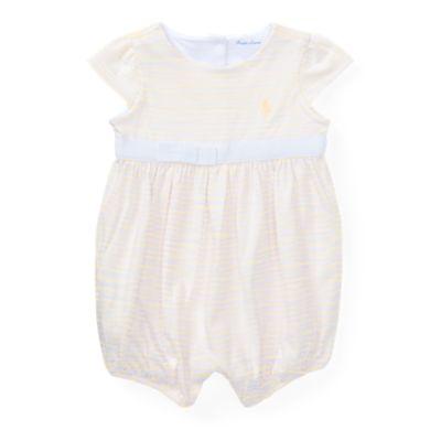Ralph Lauren Striped Cotton Jersey Romper Wicket Yellow/white 3m