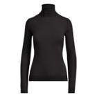 Ralph Lauren Ribbed Silk-blend Turtleneck Polo Black
