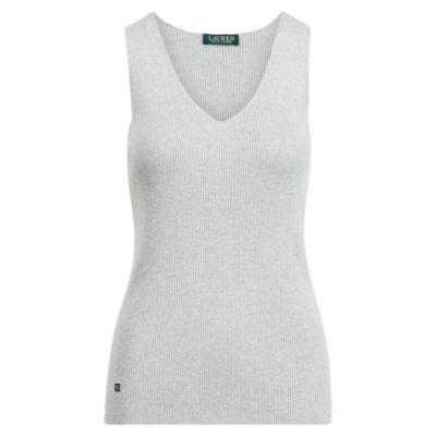Ralph Lauren Ribbed Cotton-blend Tank Sterling Grey Heather