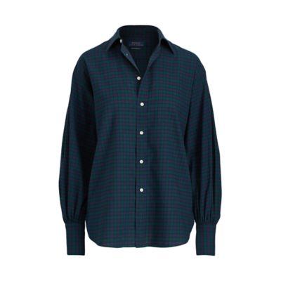 Ralph Lauren Tartan Flannel Boyfriend Shirt Evergreen/navy