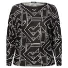 Ralph Lauren Lauren Woman Geometric-print Sweater Polo Black/herbal Milk