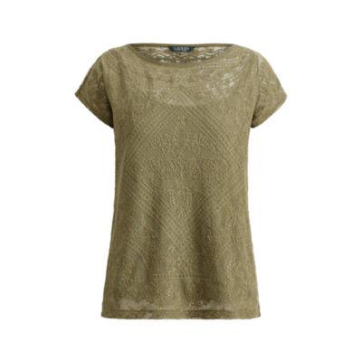 Ralph Lauren Embroidered Sheer Top Autumn Sage