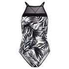 Ralph Lauren Palm-print One-piece Swimsuit Black And White