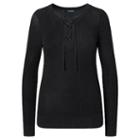Ralph Lauren Lauren Cotton-blend Lace-up Sweater Polo Black