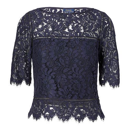Polo Ralph Lauren Scalloped Lace Top Admiral Navy