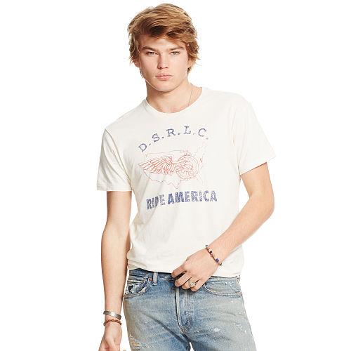 Ralph Lauren Denim & Supply Cotton Jersey Graphic Tee Antique Cream