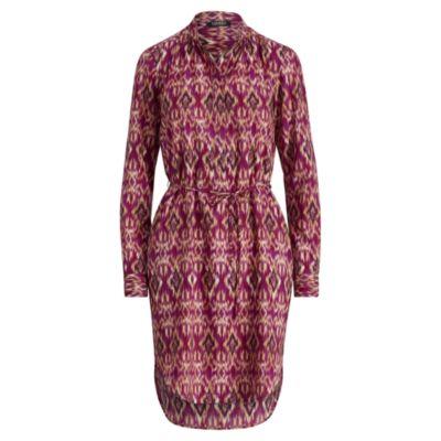 Ralph Lauren Ikat Crepe De Chine Shirtdress Multi