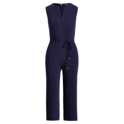 Ralph Lauren Crepe Wide-leg Jumpsuit Rl Navy