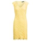 Ralph Lauren Lace Cap-sleeve Dress Island Yellow 12p