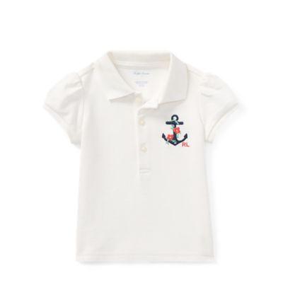 Ralph Lauren Anchor Cotton Polo Shirt Deckwash White 6m