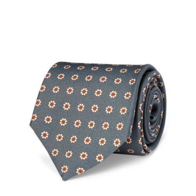 Ralph Lauren Floral-print Silk Narrow Tie Blue