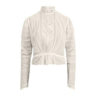 Ralph Lauren Lace-trim Cotton Voile Shirt Vintage Cream
