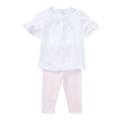 Ralph Lauren Ruffled Top & Legging Set White 9m