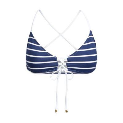 Ralph Lauren Striped Lace-up Bikini Top Nvy