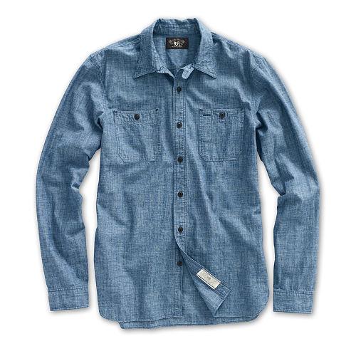 Ralph Lauren Rrl Chambray Workshirt Rinse Wash