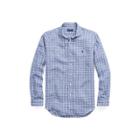 Ralph Lauren Classic Fit Plaid Linen Shirt Astor Navy/white Multi