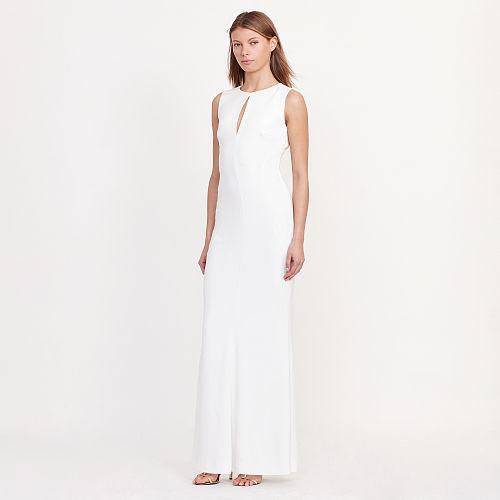 Ralph Lauren Lauren Petite Cutout Stretch Crepe Gown Ivory