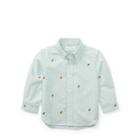 Ralph Lauren Striped Cotton Oxford Shirt Green Multi 6m