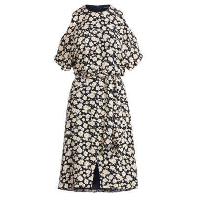 Ralph Lauren Floral Cold-shoulder Dress Navy/cream 4p