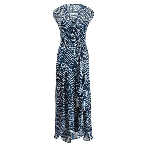 Polo Ralph Lauren Silk Gauze Wrap Dress Block Print