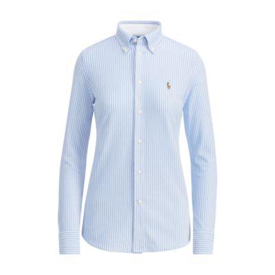 Ralph Lauren Striped Knit Oxford Shirt Blue Stripe