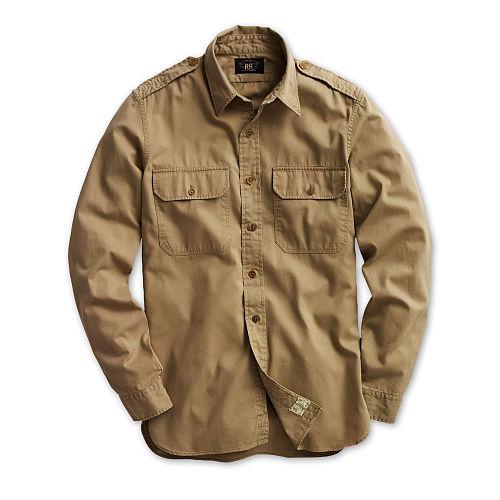 Ralph Lauren Rrl Twill Military Shirt Classic Khaki