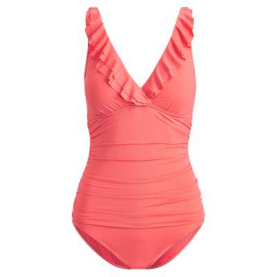 Ralph Lauren Slimming Ruffled One-piece Coral Reef