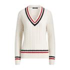 Ralph Lauren Cable-knit Cricket Sweater Cream/navy/crimson Xsp