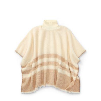 Ralph Lauren Brushed Saddle-stripe Poncho Cream/lt Camel