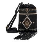 Ralph Lauren Beaded Nappa Leather Pouch Black/natural