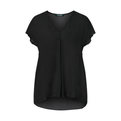 Ralph Lauren Georgette Short-sleeve Top Polo Black Sp