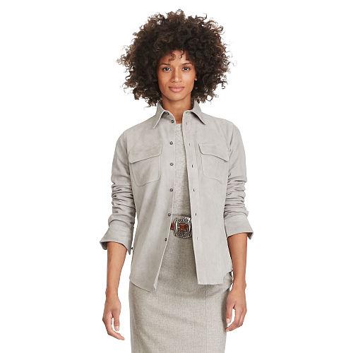 Polo Ralph Lauren Suede Long-sleeve Shirt Shoreline Grey