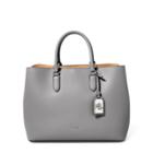 Ralph Lauren Leather Marcy Satchel Light Grey/palomino