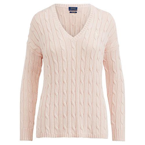 Polo Ralph Lauren Cable-knit Side-slit Sweater Cloud Pink