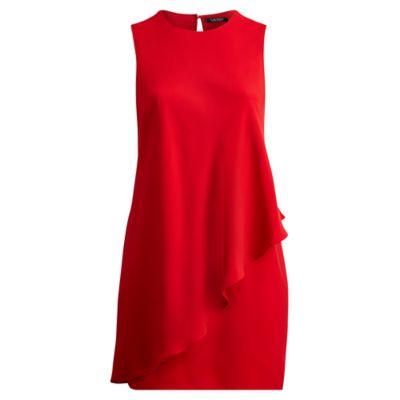 Ralph Lauren Crepe Sleeveless Shift Dress Lipstick Red