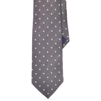 Ralph Lauren Polka-dot Silk Satin Tie Dark Grey