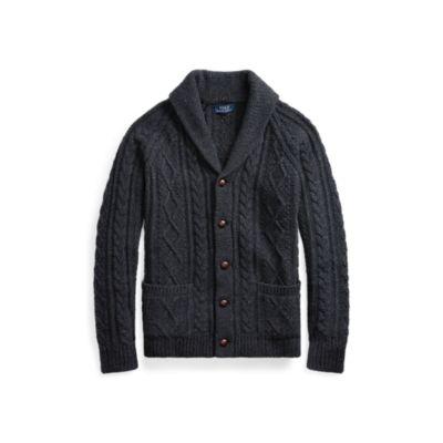 Ralph Lauren Cable Wool-cashmere Cardigan Dark Charcoal Heather