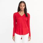 Ralph Lauren Lauren Petite Silk-blend V-neck Sweater Brilliant Red