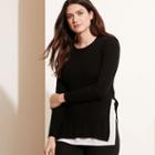 Ralph Lauren Lauren Woman Layered Cotton Sweater Black
