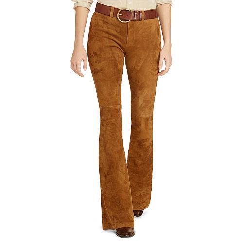 Polo Ralph Lauren Stretch Suede Flared Pant Natural Brown