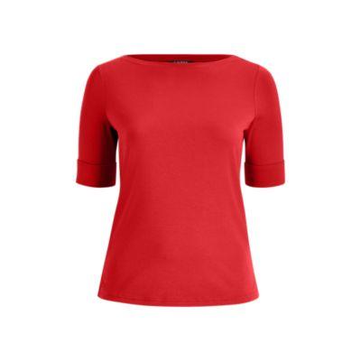 Ralph Lauren Cotton Boatneck Top Crisp Cerise