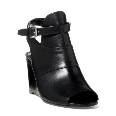 Ralph Lauren Abelle Calfskin Wedge Sandal Black