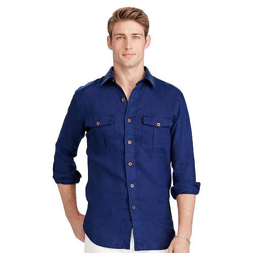Polo Ralph Lauren Linen Utility Shirt Holiday Navy