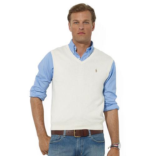 Polo Ralph Lauren Pima Cotton V-neck Vest Cresent Cream