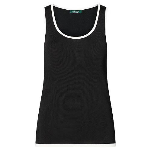 Ralph Lauren Lauren Sleeveless Sweater Polo Black/herbal Milk